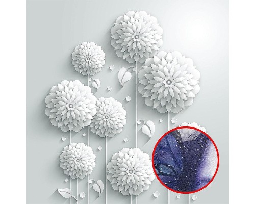 Фреска Ortograf 3D 30473 Фактура бархат серебро FX-S Флизелин (2,7x2,7) Белый, Цветы