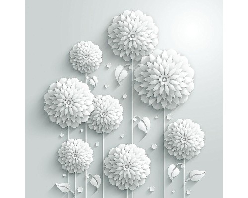 Фреска Ortograf 3D 30473 Фактура бархат серебро FX-S Флизелин (2,7x2,7) Белый, Цветы