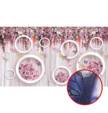 Фреска Ortograf 3D 30740 Фактура бархат серебро FX-S Флизелин (4,9x2,7) Розовый, Цветы/Абстракция