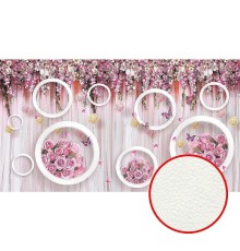 Фреска Ortograf 3D 30740 Фактура флок FLK Флизелин (4,9x2,7) Розовый, Цветы/Абстракция