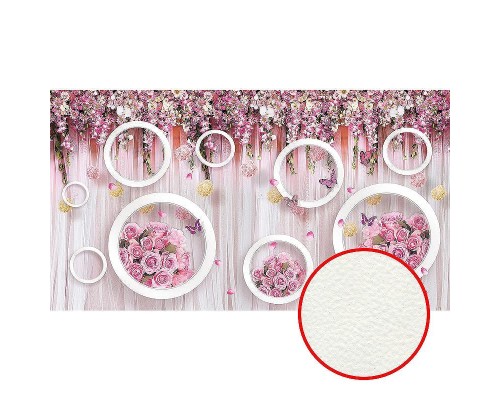 Фреска Ortograf 3D 30740 Фактура флок FLK Флизелин (4,9x2,7) Розовый, Цветы/Абстракция