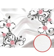 Фреска Ortograf 3D 30741 Фактура бархат FX Флизелин (3,7x2,7) Белый/Розовый/Черный, Цветы/Абстракция