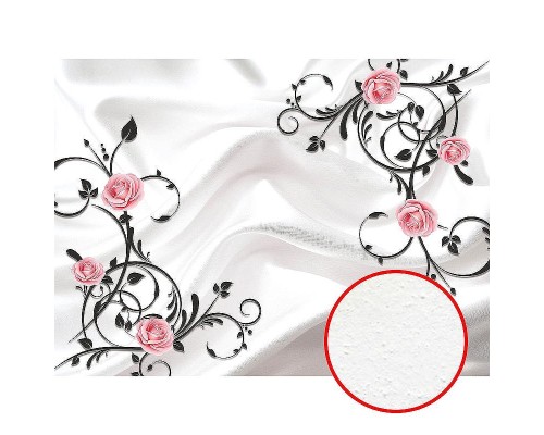 Фреска Ortograf 3D 30741 Фактура бархат FX Флизелин (3,7x2,7) Белый/Розовый/Черный, Цветы/Абстракция