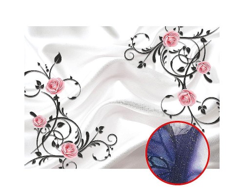 Фреска Ortograf 3D 30741 Фактура бархат серебро FX-S Флизелин (3,7x2,7) Белый/Розовый/Черный, Цветы/Абстракция