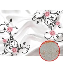 Фреска Ortograf 3D 30741 Фактура бархат золото FX-G Флизелин (3,7x2,7) Белый/Розовый/Черный, Цветы/Абстракция
