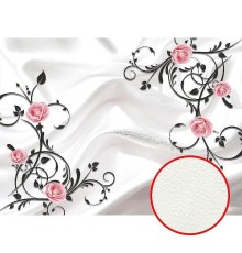 Фреска Ortograf 3D 30741 Фактура флок FLK Флизелин (3,7x2,7) Белый/Розовый/Черный, Цветы/Абстракция