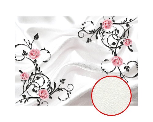 Фреска Ortograf 3D 30741 Фактура флок FLK Флизелин (3,7x2,7) Белый/Розовый/Черный, Цветы/Абстракция