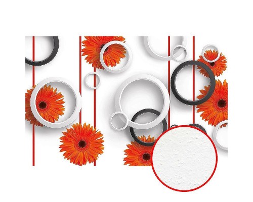 Фреска Ortograf 3D 30742 Фактура бархат FX Флизелин (4,2x2,7) Белый/Оранжевый/Черный, Цветы/Абстракция