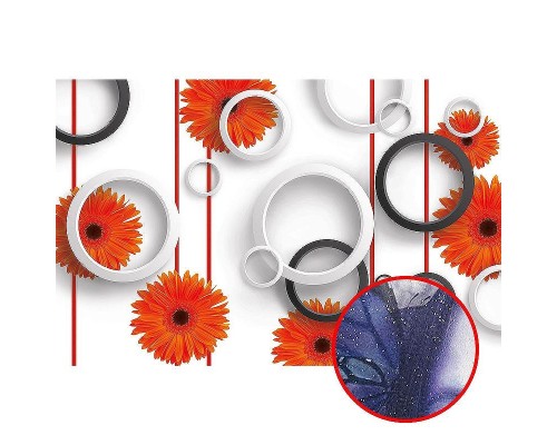 Фреска Ortograf 3D 30742 Фактура бархат серебро FX-S Флизелин (4,2x2,7) Белый/Оранжевый/Черный, Цветы/Абстракция