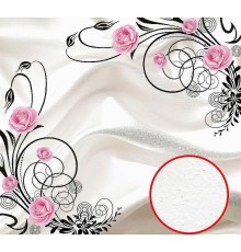 Фреска Ortograf 3D 30743 Фактура бархат FX Флизелин (3x2,7) Белый/Розовый/Черный, Цветы/Абстракция