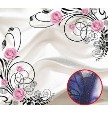 Фреска Ortograf 3D 30743 Фактура бархат серебро FX-S Флизелин (3x2,7) Белый/Розовый/Черный, Цветы/Абстракция
