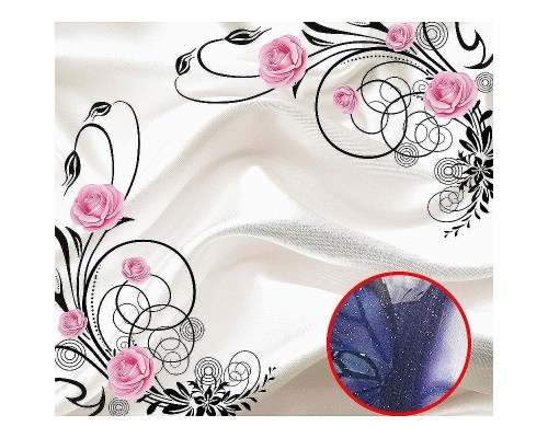 Фреска Ortograf 3D 30743 Фактура бархат серебро FX-S Флизелин (3x2,7) Белый/Розовый/Черный, Цветы/Абстракция