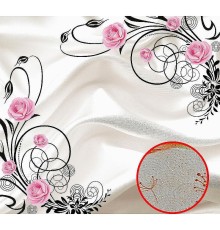 Фреска Ortograf 3D 30743 Фактура бархат золото FX-G Флизелин (3x2,7) Белый/Розовый/Черный, Цветы/Абстракция
