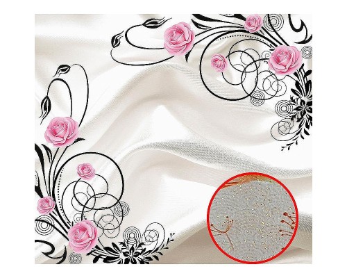 Фреска Ortograf 3D 30743 Фактура бархат золото FX-G Флизелин (3x2,7) Белый/Розовый/Черный, Цветы/Абстракция