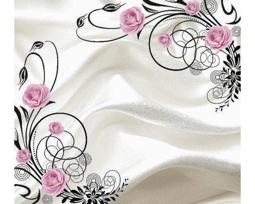 Фреска Ortograf 3D 30743 Фактура флок FLK Флизелин (3x2,7) Белый/Розовый/Черный, Цветы/Абстракция