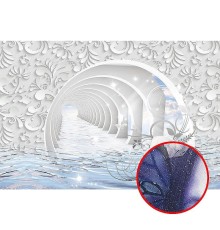 Фреска Ortograf 3D 33124 Фактура бархат серебро FX-S Флизелин (4x2,7) Белый/Голубой, Абстракция