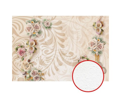 Фреска Ortograf 3D 30744 Фактура бархат FX Флизелин (4x2,7) Бежевый, Цветы/Абстракция