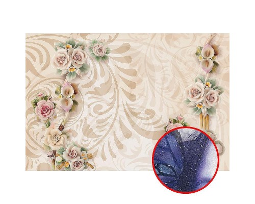 Фреска Ortograf 3D 30744 Фактура бархат серебро FX-S Флизелин (4x2,7) Бежевый, Цветы/Абстракция