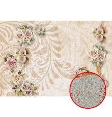 Фреска Ortograf 3D 30744 Фактура бархат золото FX-G Флизелин (4x2,7) Бежевый, Цветы/Абстракция