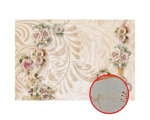 Фреска Ortograf 3D 30744 Фактура бархат золото FX-G Флизелин (4x2,7) Бежевый, Цветы/Абстракция