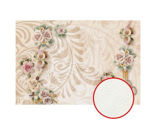 Фреска Ortograf 3D 30744 Фактура флок FLK Флизелин (4x2,7) Бежевый, Цветы/Абстракция