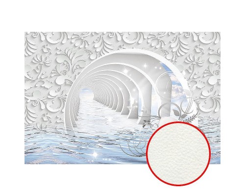 Фреска Ortograf 3D 33124 Фактура флок FLK Флизелин (4x2,7) Белый/Голубой, Абстракция