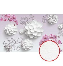 Фреска Ortograf 3D 33082 Фактура бархат FX Флизелин (4,5x2,7) Сиреневый/Белый/Розовый, Цветы/Абстракция