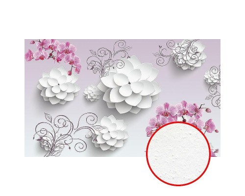 Фреска Ortograf 3D 33082 Фактура бархат FX Флизелин (4,5x2,7) Сиреневый/Белый/Розовый, Цветы/Абстракция