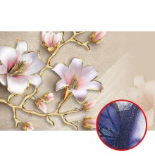 Фреска Ortograf 3D 6653 Фактура бархат серебро FX-S Флизелин (5x3,2) Бежевый/Розовый/Золото, Цветы