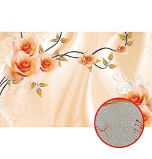 Фреска Ortograf 3D 33215 Фактура бархат золото FX-G Флизелин (4,3x2,7) Розовый, Цветы