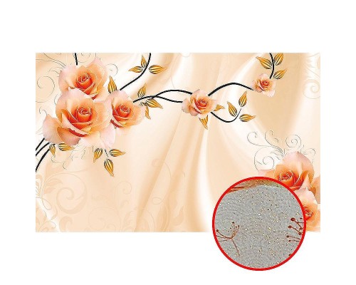 Фреска Ortograf 3D 33215 Фактура бархат золото FX-G Флизелин (4,3x2,7) Розовый, Цветы