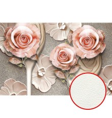 Фреска Ortograf 3D 33091 Фактура флок FLK Флизелин (4,2x2,7) Бежевый/Розовый, Цветы/Абстракция