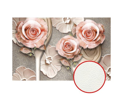 Фреска Ortograf 3D 33091 Фактура флок FLK Флизелин (4,2x2,7) Бежевый/Розовый, Цветы/Абстракция