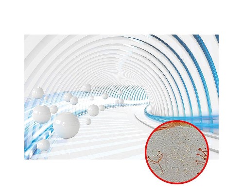 Фреска Ortograf 3D 21067 Фактура бархат золото FX-G Флизелин (4,2x2,7) Белый/Голубой, Абстракция