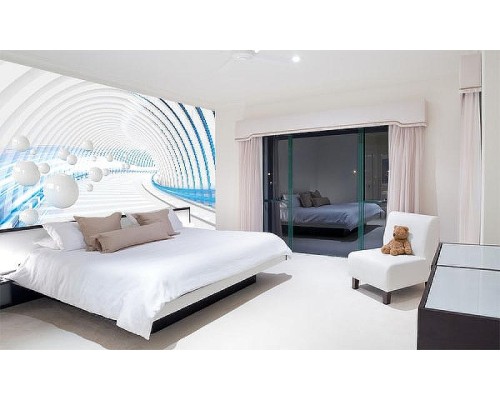 Фреска Ortograf 3D 21067 Фактура бархат золото FX-G Флизелин (4,2x2,7) Белый/Голубой, Абстракция