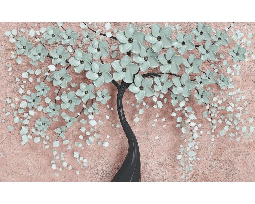 Фреска Ortograf 3D 33093 Фактура бархат золото FX-G Флизелин (4,3x2,7) Розовый/Голубой, Деревья/Абстрация