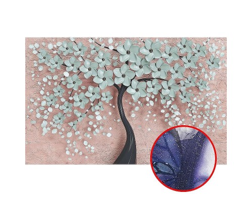 Фреска Ortograf 3D 33093 Фактура бархат серебро FX-S Флизелин (4,3x2,7) Розовый/Голубой, Деревья/Абстрация