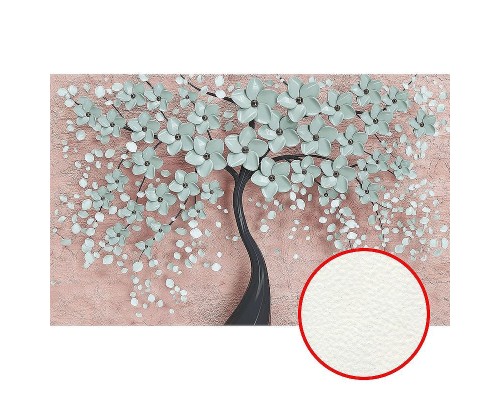 Фреска Ortograf 3D 33093 Фактура флок FLK Флизелин (4,3x2,7) Розовый/Голубой, Деревья/Абстрация