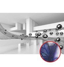 Фреска Ortograf 3D 21068 Фактура бархат серебро FX-S Флизелин (4,2x2,7) Серый/Белый, Абстракция