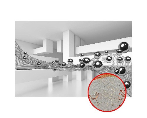 Фреска Ortograf 3D 21068 Фактура бархат золото FX-G Флизелин (4,2x2,7) Серый/Белый, Абстракция