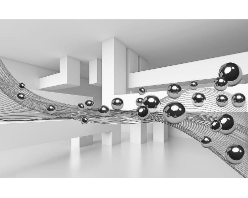 Фреска Ortograf 3D 21068 Фактура бархат золото FX-G Флизелин (4,2x2,7) Серый/Белый, Абстракция