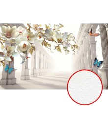 Фреска Ortograf 3D 33126 Фактура бархат FX Флизелин (4,4x2,7) Белый, Архитектура/Цветы/Бабочки