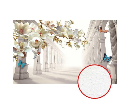 Фреска Ortograf 3D 33126 Фактура бархат FX Флизелин (4,4x2,7) Белый, Архитектура/Цветы/Бабочки