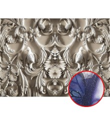 Фреска Ortograf 3D 33216 Фактура бархат серебро FX-S Флизелин (3,8x2,7) Белый/Бежевый, Вензель