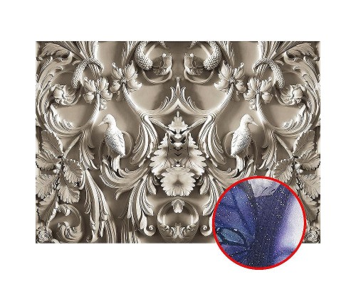 Фреска Ortograf 3D 33216 Фактура бархат серебро FX-S Флизелин (3,8x2,7) Белый/Бежевый, Вензель