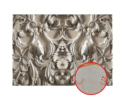 Фреска Ortograf 3D 33216 Фактура бархат золото FX-G Флизелин (3,8x2,7) Белый/Бежевый, Вензель