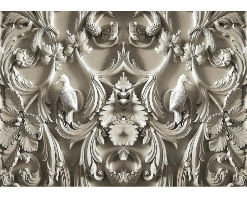 Фреска Ortograf 3D 33216 Фактура бархат золото FX-G Флизелин (3,8x2,7) Белый/Бежевый, Вензель