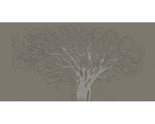 Фреска Ortograf 3D 33217 Фактура бархат золото FX-G Флизелин (5,3x2,7) Серый, Деревья/Абстракция