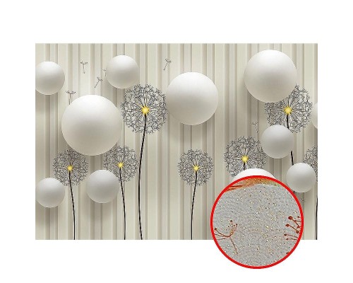 Фреска Ortograf 3D 33127 Фактура бархат золото FX-G Флизелин (3,9x2,7) Белый, Цветы/Абстракция