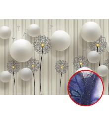 Фреска Ortograf 3D 33127 Фактура бархат серебро FX-S Флизелин (3,9x2,7) Белый, Цветы/Абстракция